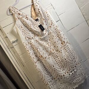 City Chic Elegant Cream and Tan Lace Dress